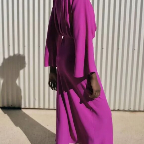 ZARA MIDI WRAP DRESS - L *NEW WITH TAGS* - Picture 2 of 6